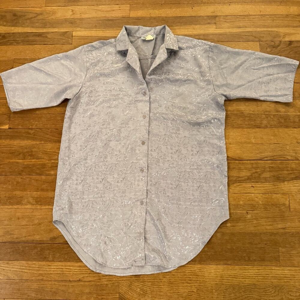 So What! light blue 1/2 sleeve button down pajama shirt top size medium M b65